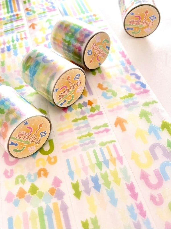 Pastel Renkli Ok Desenli 2m 876 Adet Tek Tek Çıkartmalı Sticker Washi Bant/Etiket/Çıkartma