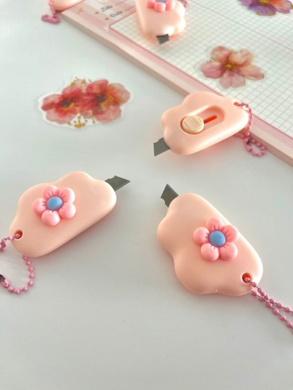 Pembe Çiçek Desenli Mini Maket Bıçağı/Sanat Bıçağı/Bullet Journal/Scrapbook/Falçata