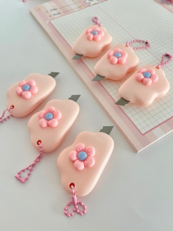 Pembe Çiçek Desenli Mini Maket Bıçağı/Sanat Bıçağı/Bullet Journal/Scrapbook/Falçata