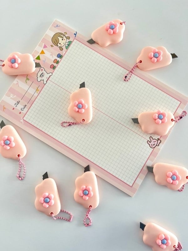 Pembe Çiçek Desenli Mini Maket Bıçağı/Sanat Bıçağı/Bullet Journal/Scrapbook/Falçata