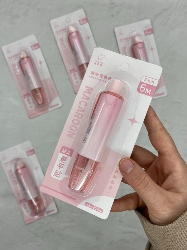Pembe Kalem Görünümlü Klikli Daksil/ Düzeltme Şeridi/Düzeltme Bandı/Tipeks/Tipex