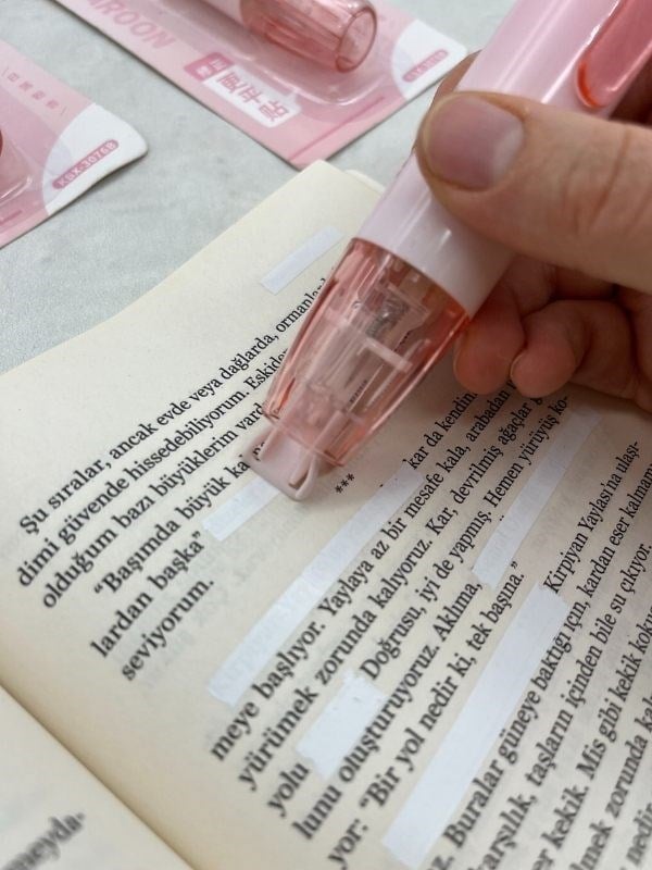 Pembe Kalem Görünümlü Klikli Daksil/ Düzeltme Şeridi/Düzeltme Bandı/Tipeks/Tipex