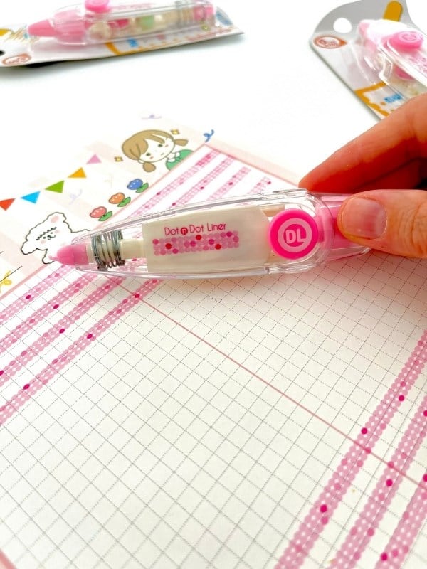 Pembe Nokta Desenli Süsleme Bandı/Tipeks/Tipex/Şerit Daksil/Düzeltme Bandı/Şerit Düzeltici