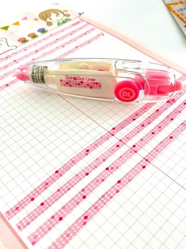 Pembe Nokta Desenli Süsleme Bandı/Tipeks/Tipex/Şerit Daksil/Düzeltme Bandı/Şerit Düzeltici