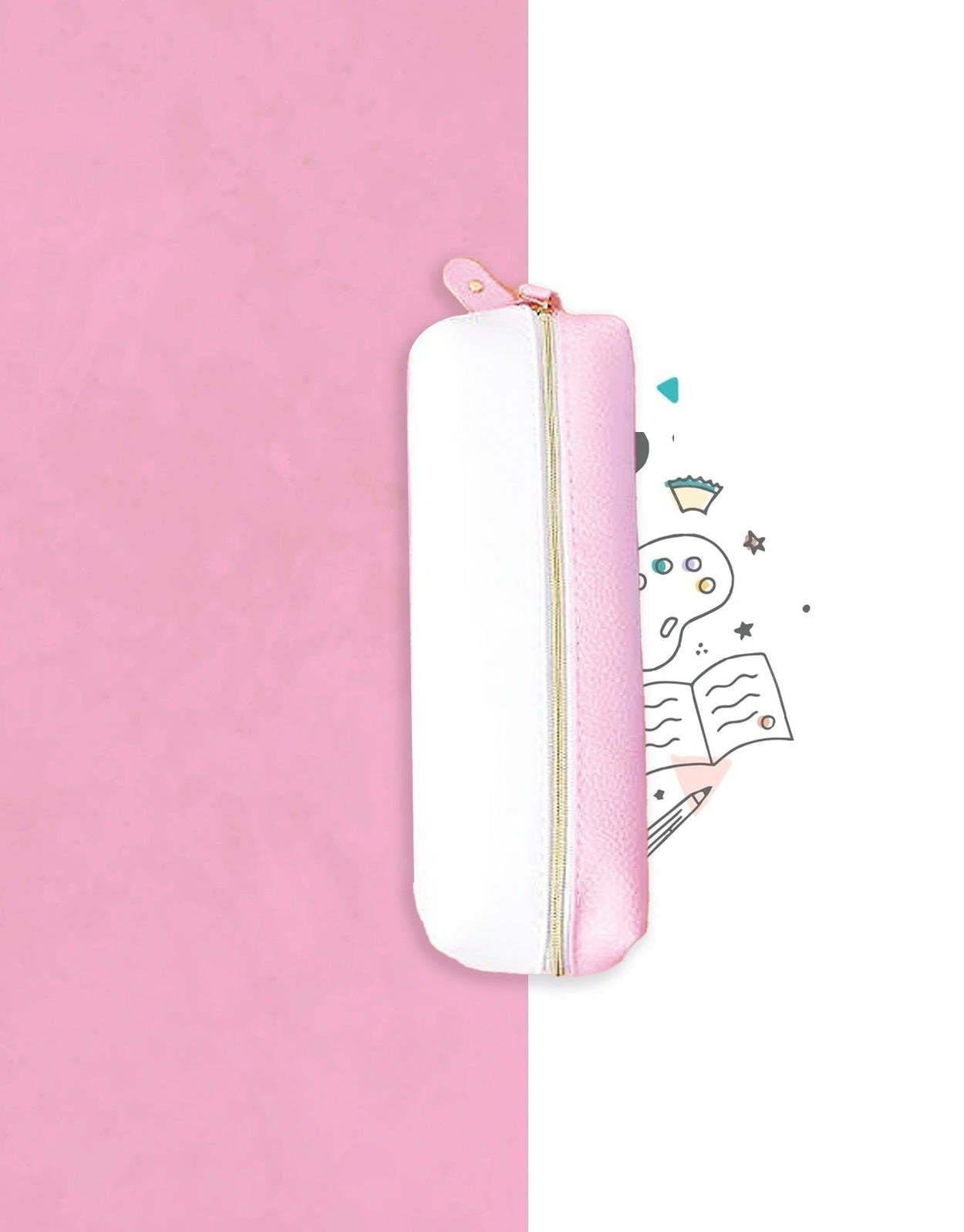 Pembe Pu Deri  Çift Taraflı Kalem Kutu