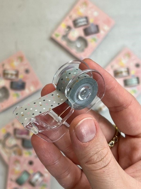 Pembe Renk 2+1 Washi Bant ve Kesim Aparatlı Mini Set/ Washi Tape / Bullet Journal