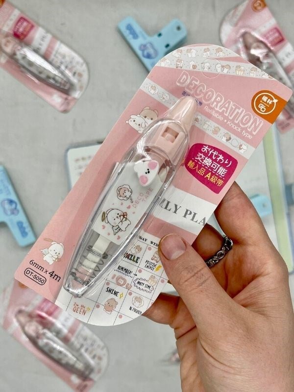Pembe Tavşan Desenli Süsleme Bandı Tipex/Tipeks/Bullet Journal