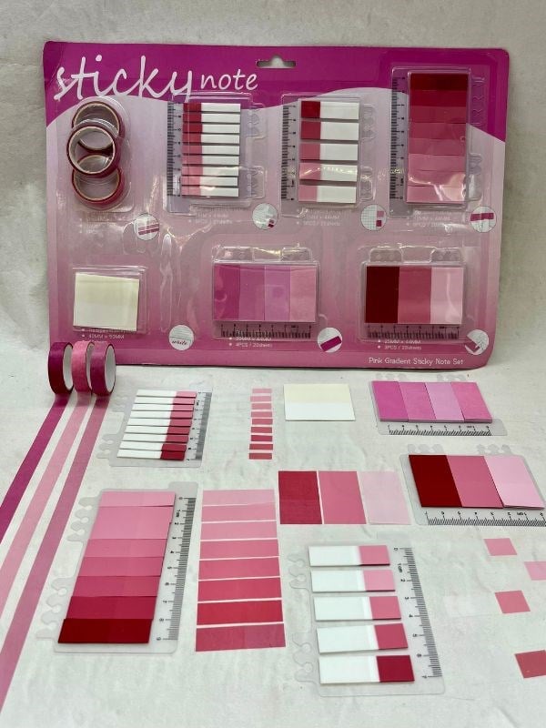 Pembe Tonları Cetvelli İndeks Set Sticker/Post-it/Postit/Kitap Ayracı/Washi Bant