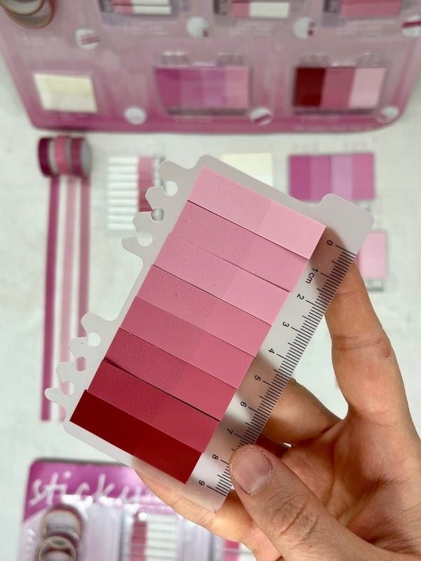 Pembe Tonları Cetvelli İndeks Set Sticker/Post-it/Postit/Kitap Ayracı/Washi Bant