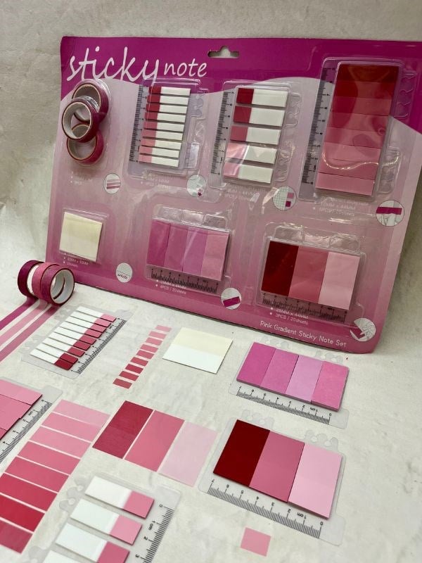 Pembe Tonları Cetvelli İndeks Set Sticker/Post-it/Postit/Kitap Ayracı/Washi Bant