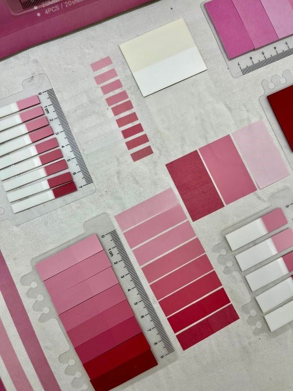 Pembe Tonları Cetvelli İndeks Set Sticker/Post-it/Postit/Kitap Ayracı/Washi Bant