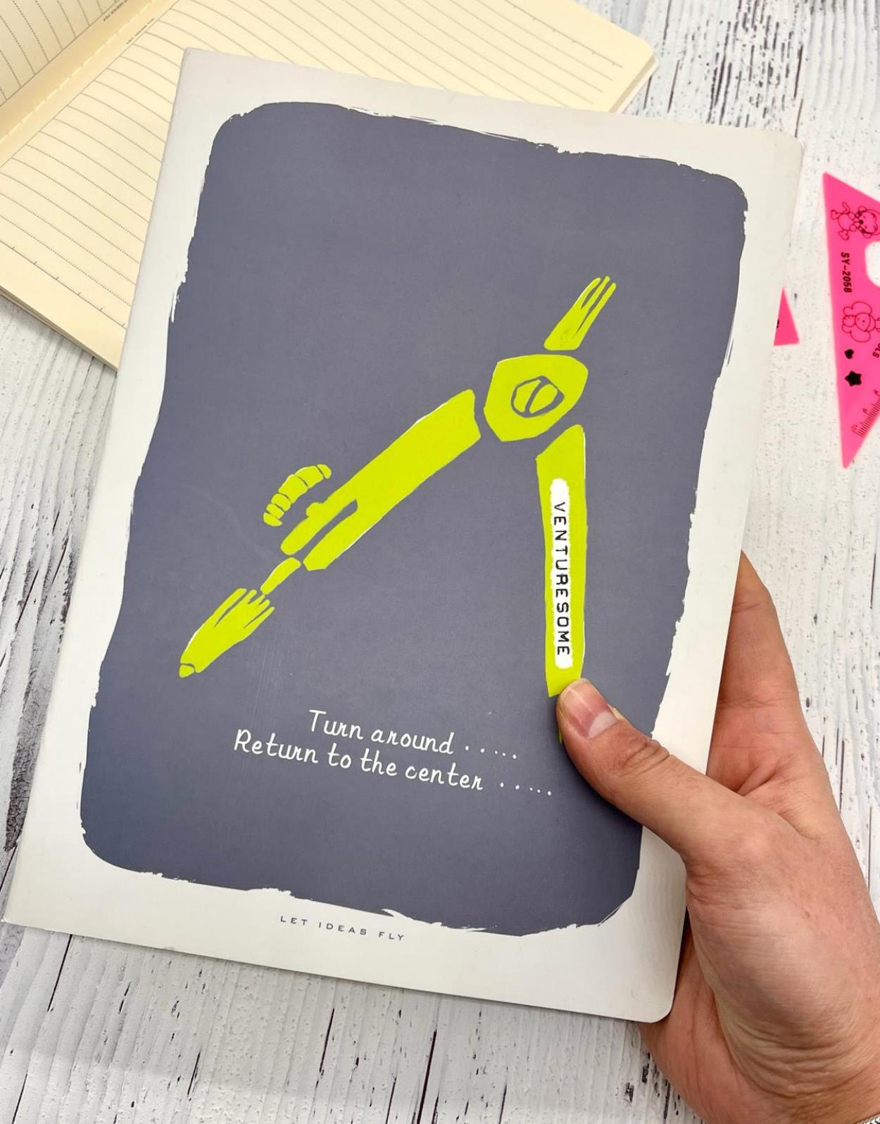 Pergel Desenli Çizgili 48 Yaprak  Defter / Ajanda/ Notebook / Okul Defteri