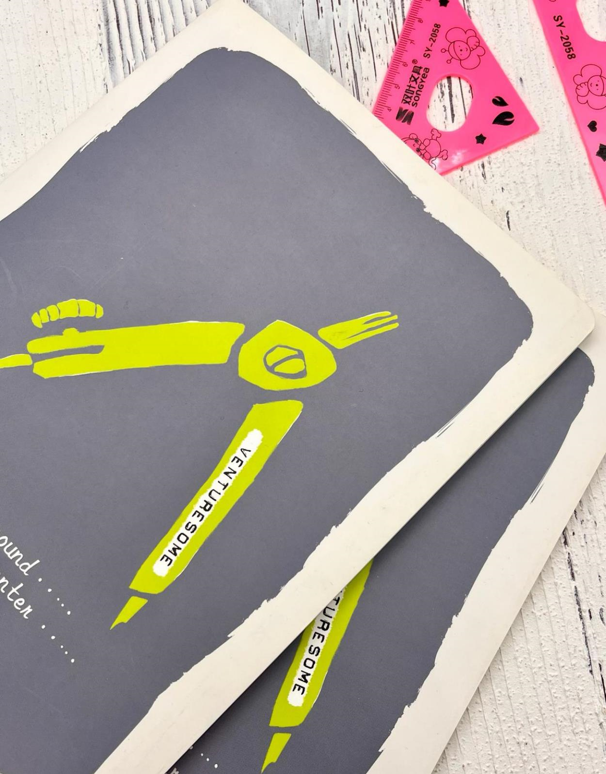 Pergel Desenli Çizgili 48 Yaprak  Defter / Ajanda/ Notebook / Okul Defteri