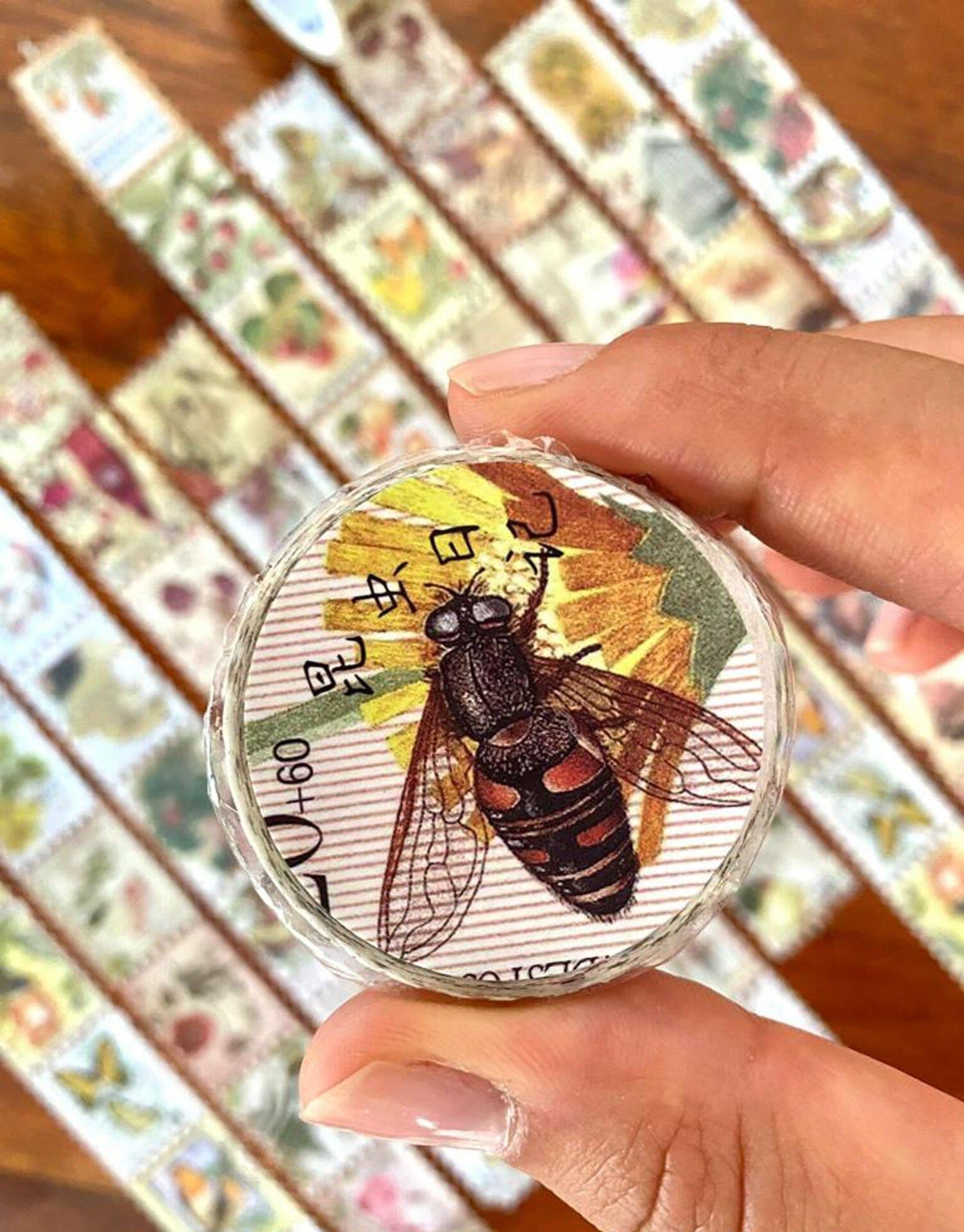 Pul Arılı Tek Tek Çıkartmalı - Washi Bant - Sticker  - Bullet Journal - Defter Süsleme