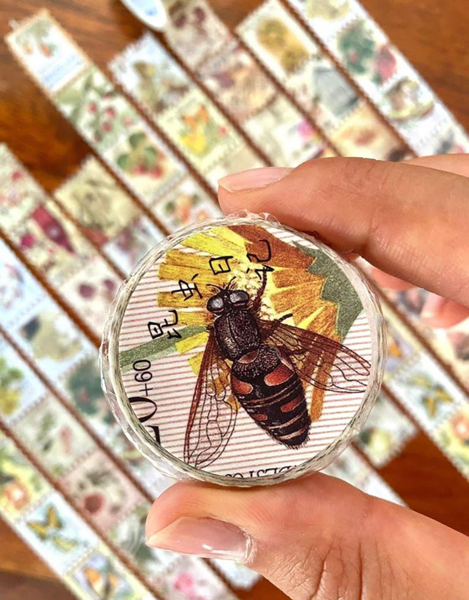 Pul Arılı Tek Tek Çıkartmalı - Washi Bant - Sticker  - Bullet Journal - Defter Süsleme
