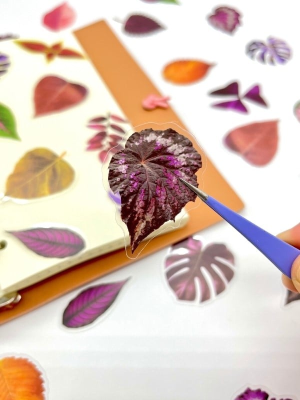 Purple Dream Leaves 40 Adet Dekoratif Mor Yaprak Şeffaf Pet Sticker Seti/Etiket/Çıkartma