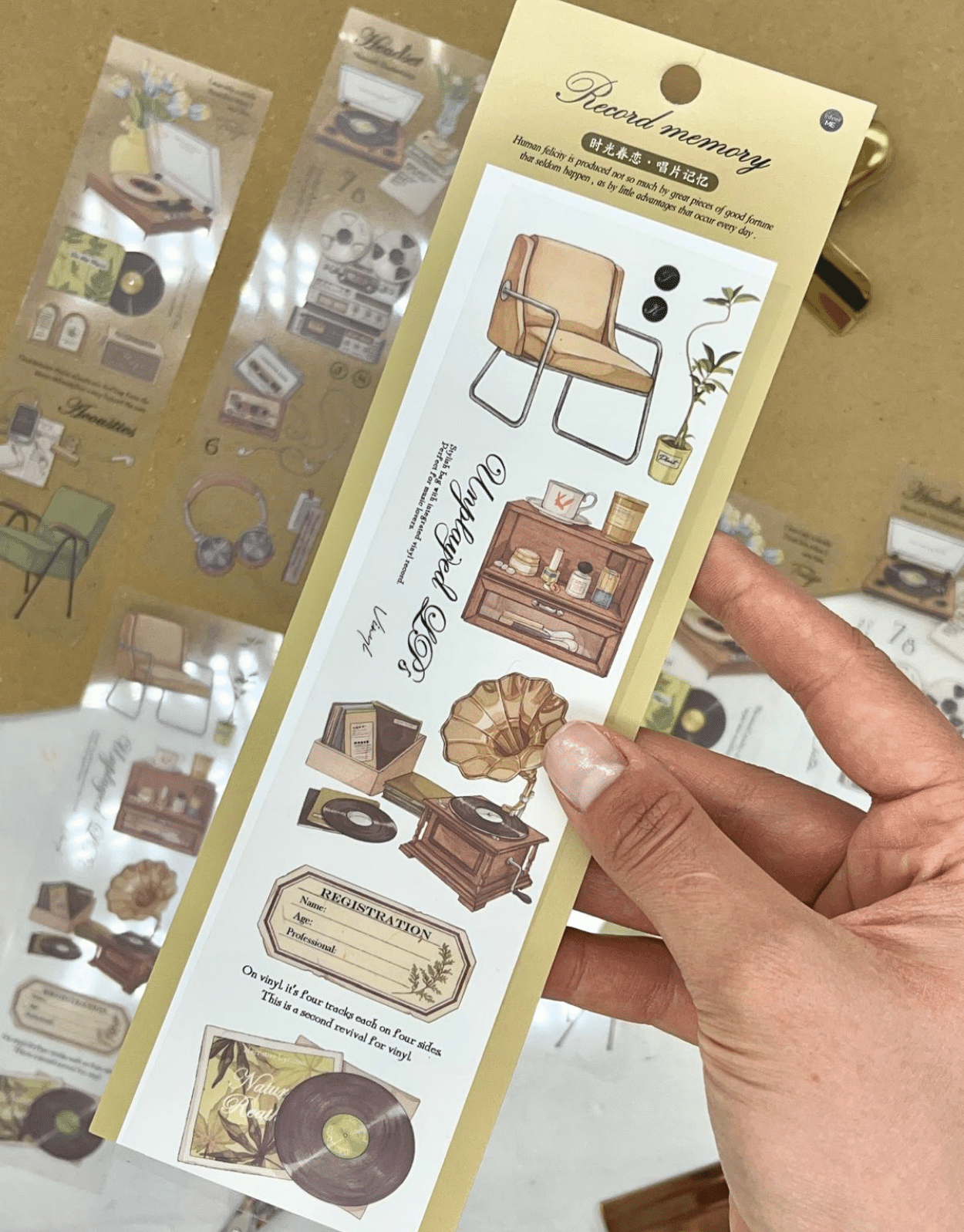 Record Memory Retro Müzik Çalarlar Serisi Temalı 6 Yaprak Şeffaf Pet Sticker/ Çıkartma/ Bullet Journal  