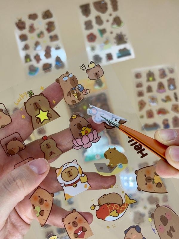 Recruıting Wealth 6 Yaprak 112 Adet Capybara Sticker Set/Su Geçirmez/Etiket/Çıkartma/Kapibara/Bullet Journal