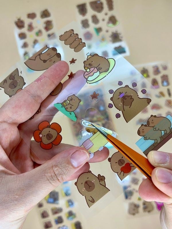 Recruıting Wealth 6 Yaprak 112 Adet Capybara Sticker Set/Su Geçirmez/Etiket/Çıkartma/Kapibara/Bullet Journal