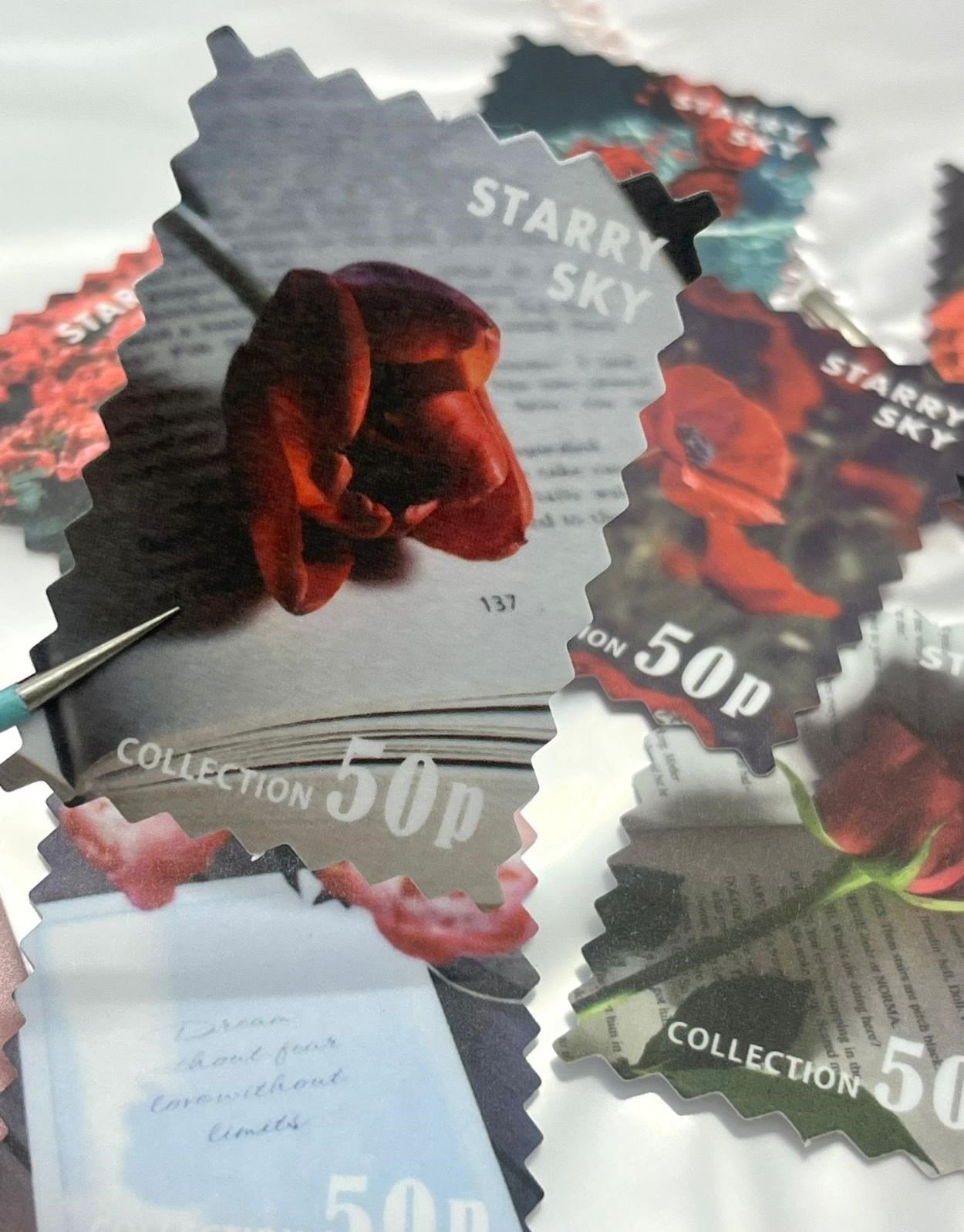 Renkli Bahar Kırmızı Çiçek Dolu 50 Yaprak Pul Sticker / Çıkartma / Bullet Journal / Defter Süsleme/ Scrapbook