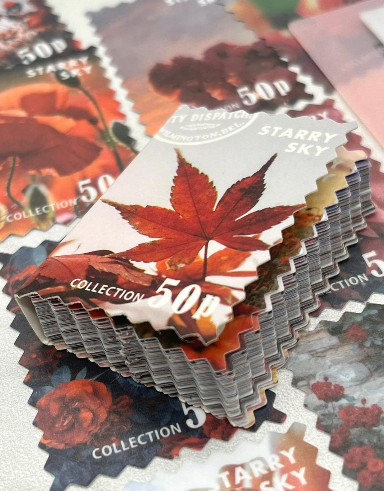 Renkli Bahar Kırmızı Çiçek Dolu 50 Yaprak Pul Sticker / Çıkartma / Bullet Journal / Defter Süsleme/ Scrapbook