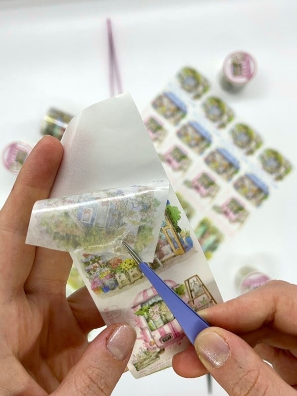 Romantik Çiçek Pazarı Temalı 2m Washi Bant/Washi Tape/Masking Tape/Desenli Bant