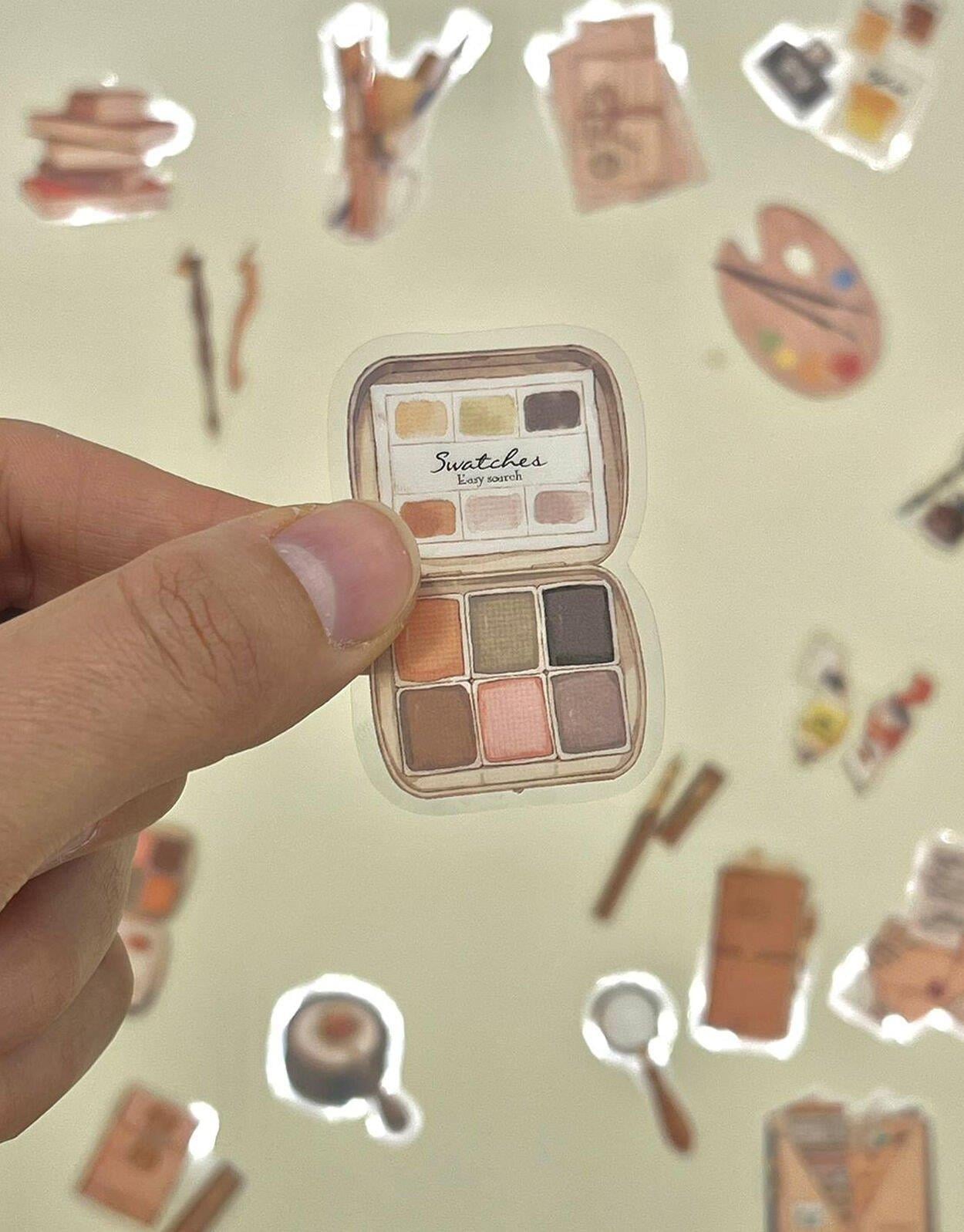 Sanatçı Malzemeleri Retro Şeffaf Sticker - Scrapbook - Notebook - Bullet Journal - Çıkartma