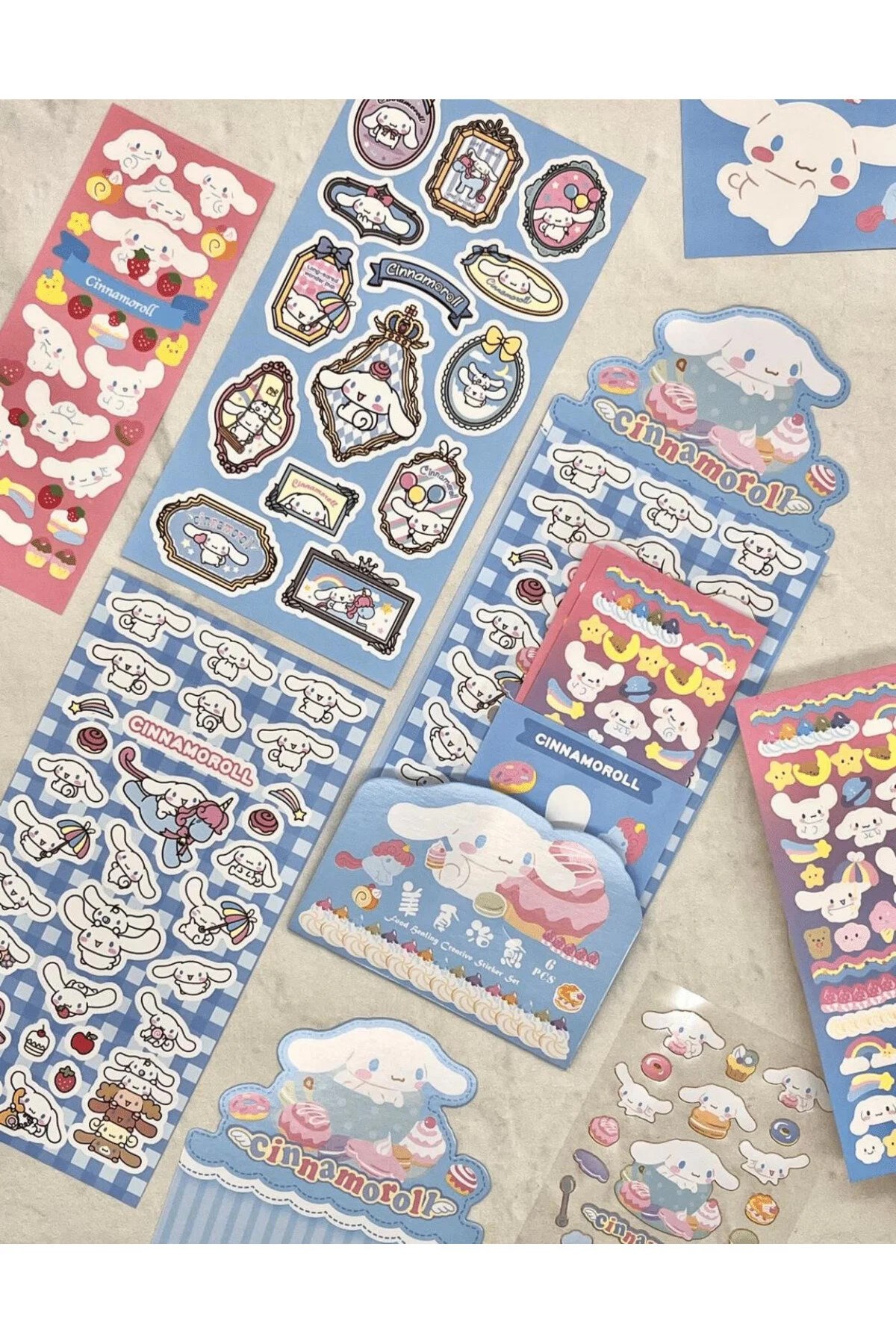Sanrio Cinnamoroll Karakteri 6  Yaprak Stıcker / Bullet Journal /  Çıkartma
