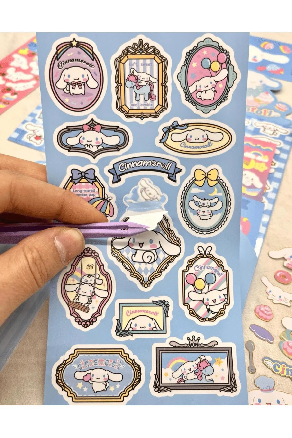 Sanrio Cinnamoroll Karakteri 6  Yaprak Stıcker / Bullet Journal /  Çıkartma