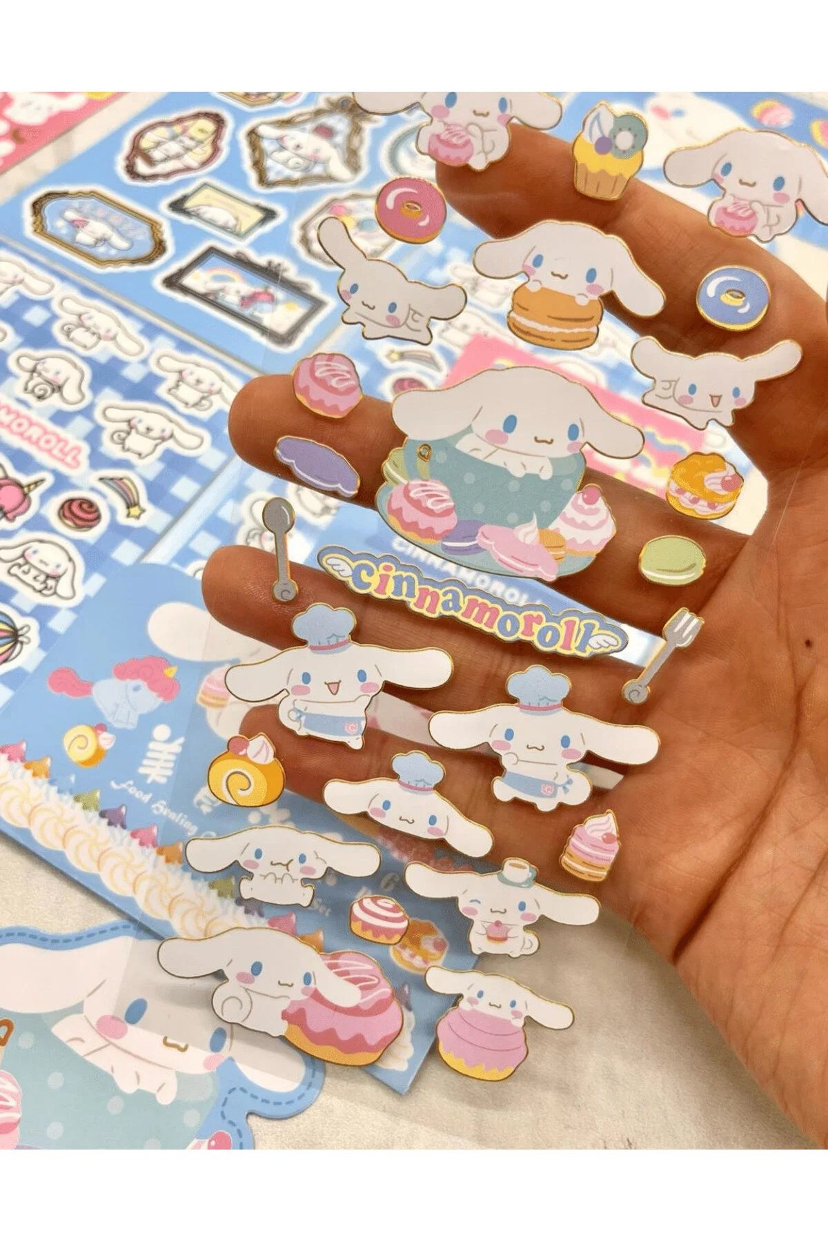 Sanrio Cinnamoroll Karakteri 6  Yaprak Stıcker / Bullet Journal /  Çıkartma