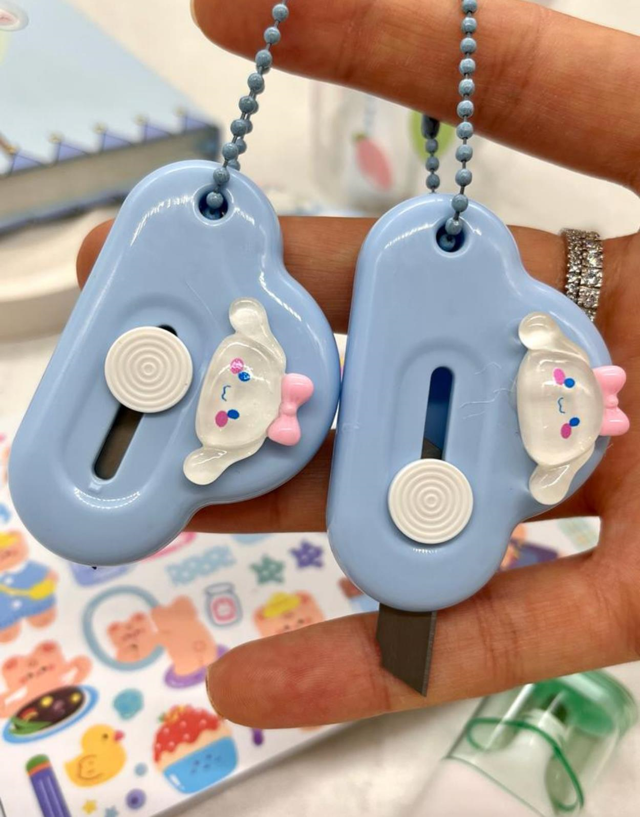Sanrio Cinnamoroll Karakteri Mini Maket Bıçağı / Sanat Bıçağı / Bullet Journal / Scrapbook