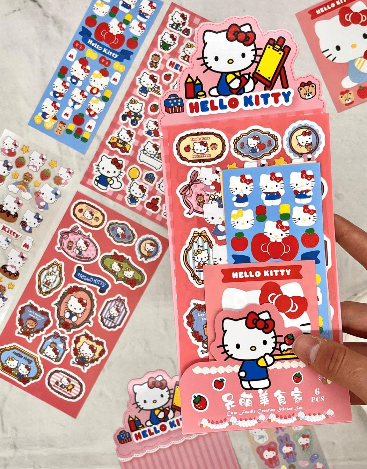 Sanrio Hello Kitty Karakteri 6 Yaprak Stıcker / Bullet Journal /Çıkartma