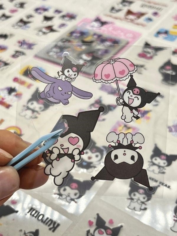Sanrio Karakter Kuromi  25 Yaprak 160 Adet Pet Sticker Set Pembe Paket/Su Geçirmez/Etiket/Çıkartma/Bullet Journal