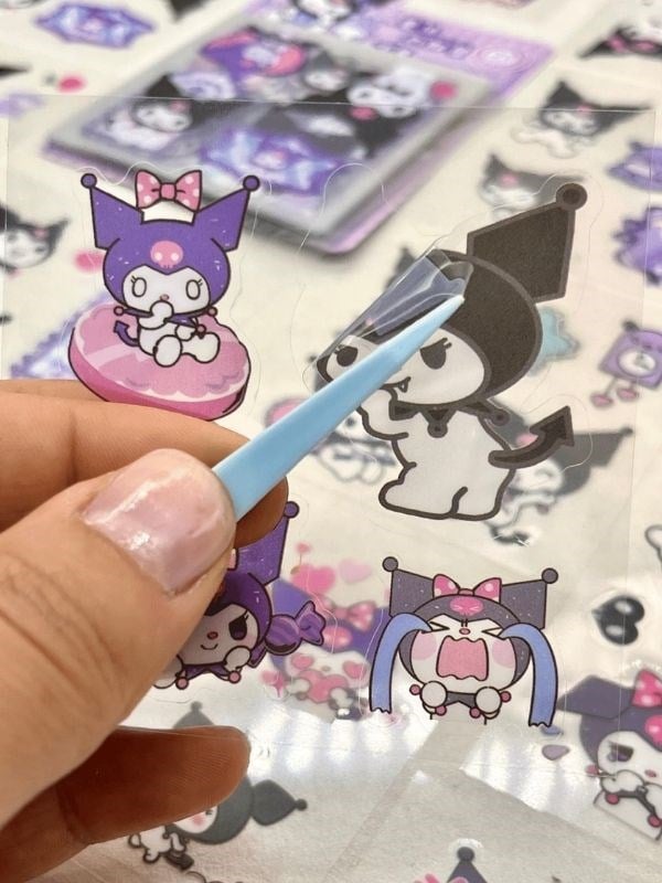 Sanrio Karakter Kuromi  25 Yaprak 170 Adet Pet Sticker Set Mor Paket/Su Geçirmez/Etiket/Çıkartma/Bullet Journal