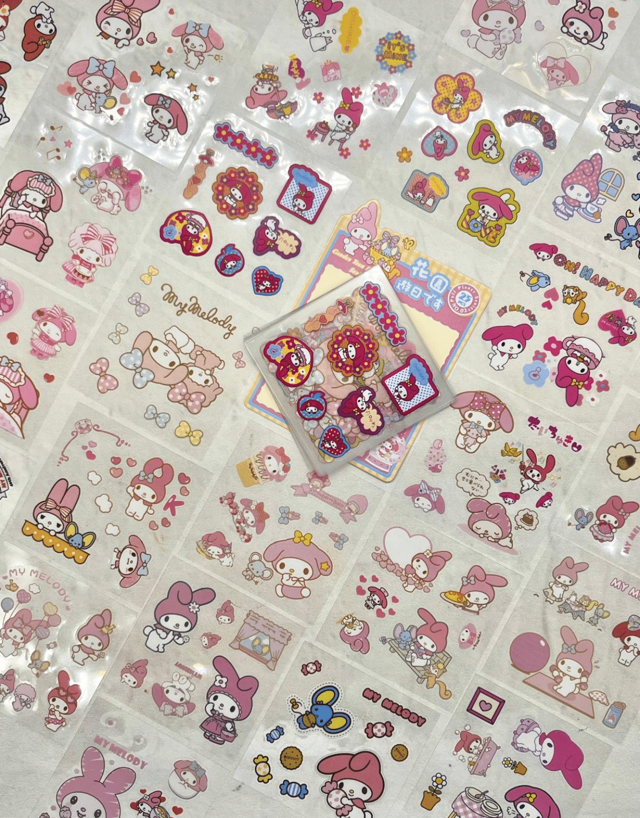 Sanrio Karakter My Melody 25 Yaprak 160 Adet Pet Sticker Set Sarı Paket/Su Geçirmez/Etiket/Çıkartma