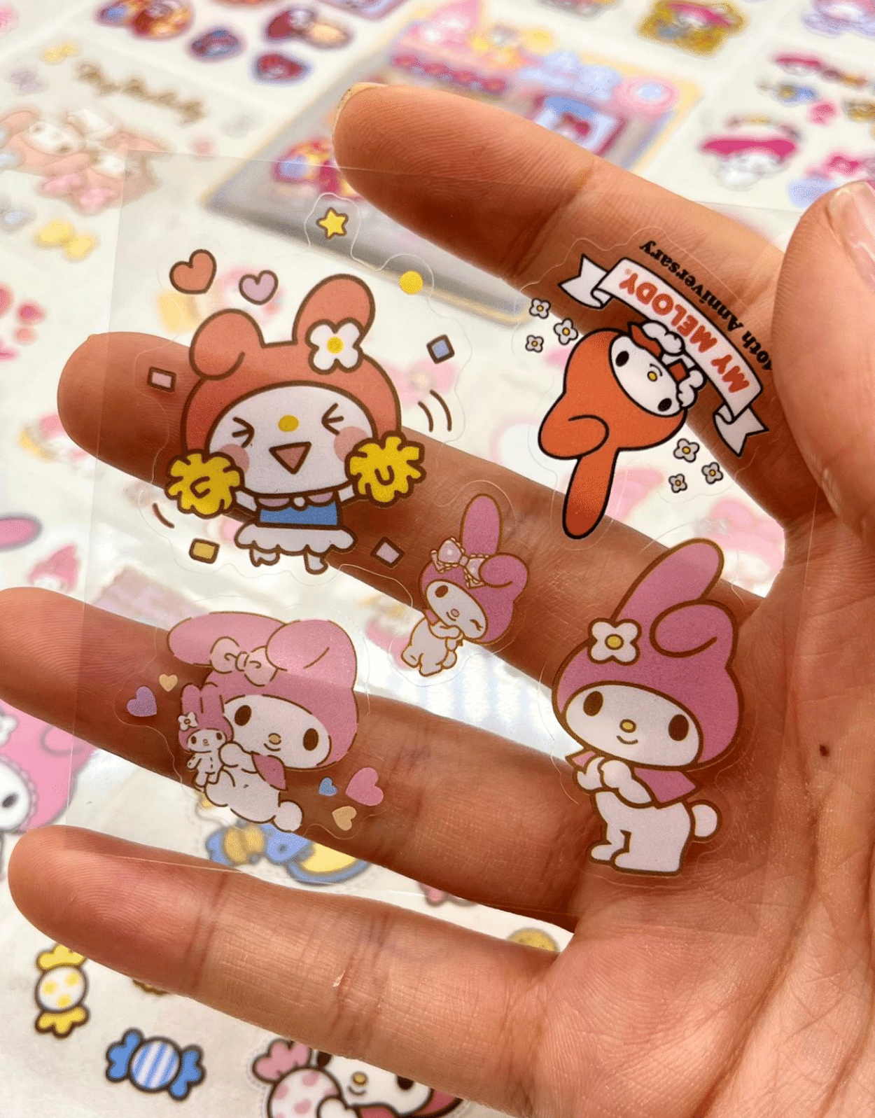 Sanrio Karakter My Melody 25 Yaprak 160 Adet Pet Sticker Set Sarı Paket/Su Geçirmez/Etiket/Çıkartma