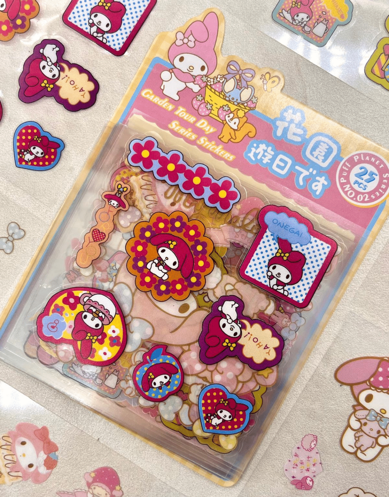 Sanrio Karakter My Melody 25 Yaprak 160 Adet Pet Sticker Set Sarı Paket/Su Geçirmez/Etiket/Çıkartma