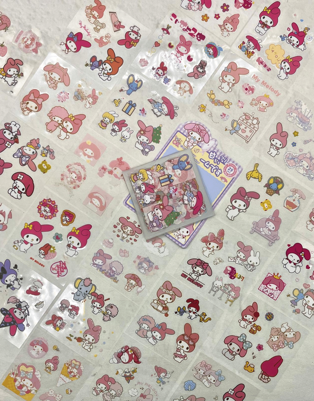 Sanrio Karakter My Melody 25 Yaprak 170 Adet Pet Sticker Set Mor Paket/Su Geçirmez/Etiket/Çıkartma