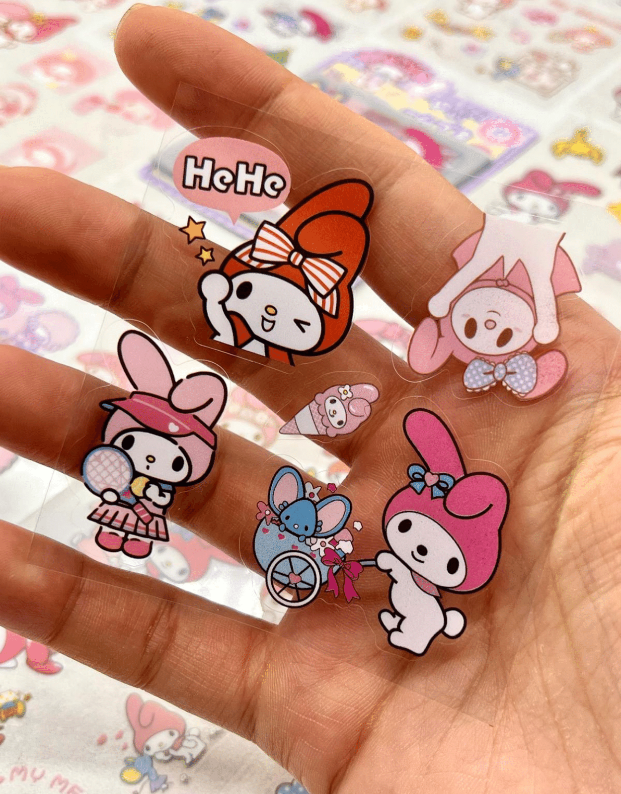 Sanrio Karakter My Melody 25 Yaprak 170 Adet Pet Sticker Set Mor Paket/Su Geçirmez/Etiket/Çıkartma