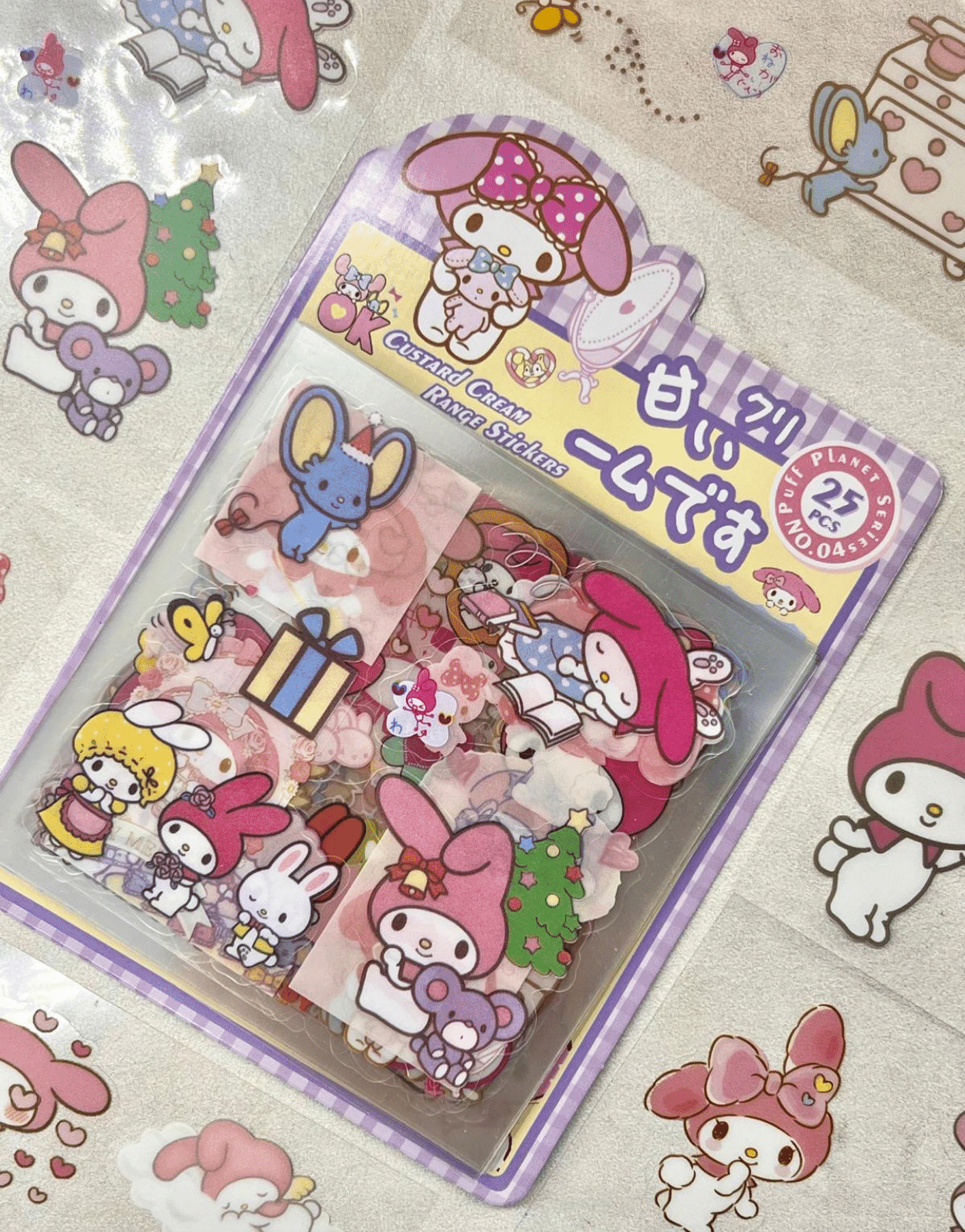 Sanrio Karakter My Melody 25 Yaprak 170 Adet Pet Sticker Set Mor Paket/Su Geçirmez/Etiket/Çıkartma