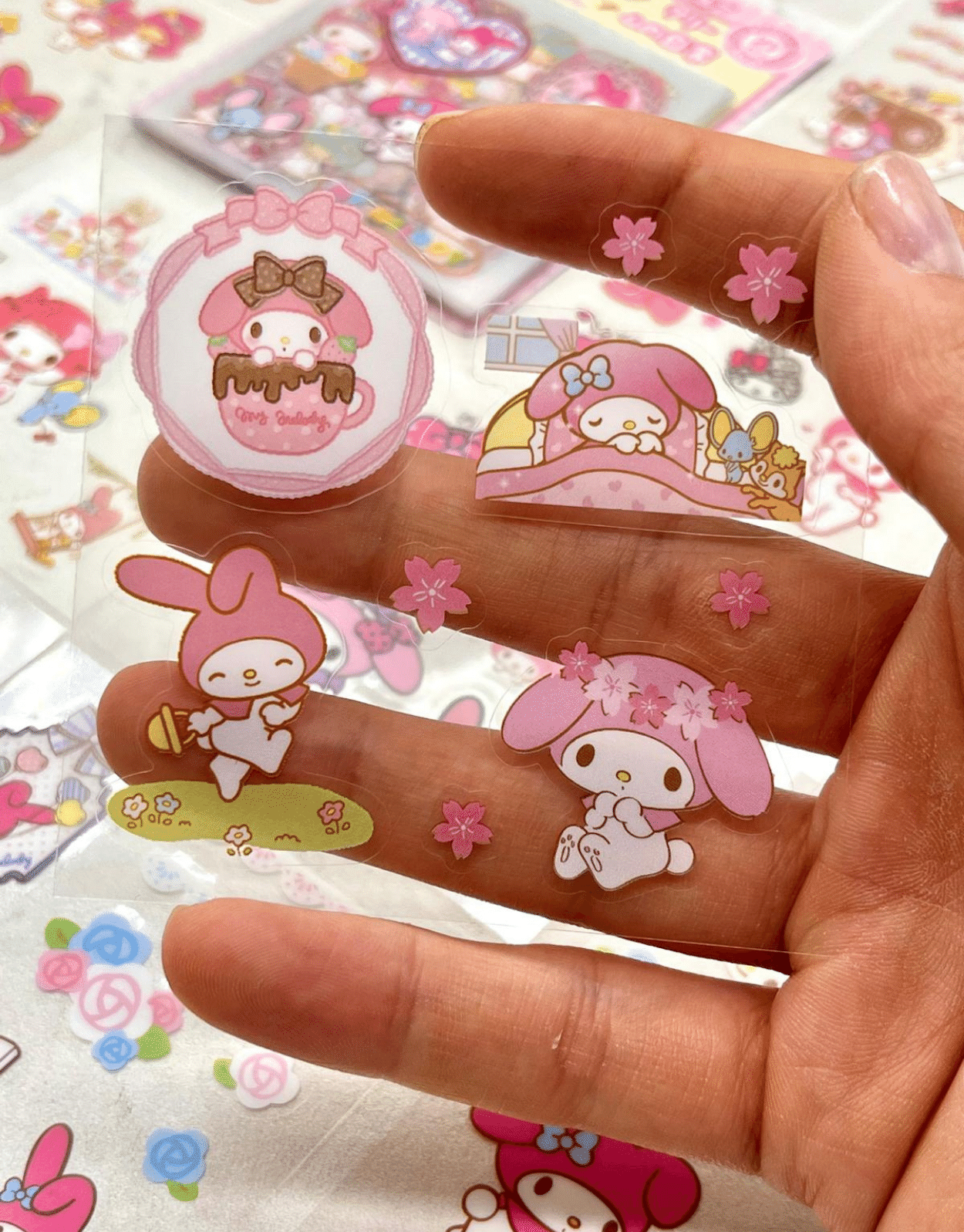 Sanrio Karakter My Melody 25 Yaprak 200 Adet Pet Sticker Set Pembe Paket/Su Geçirmez/Etiket/Çıkartma