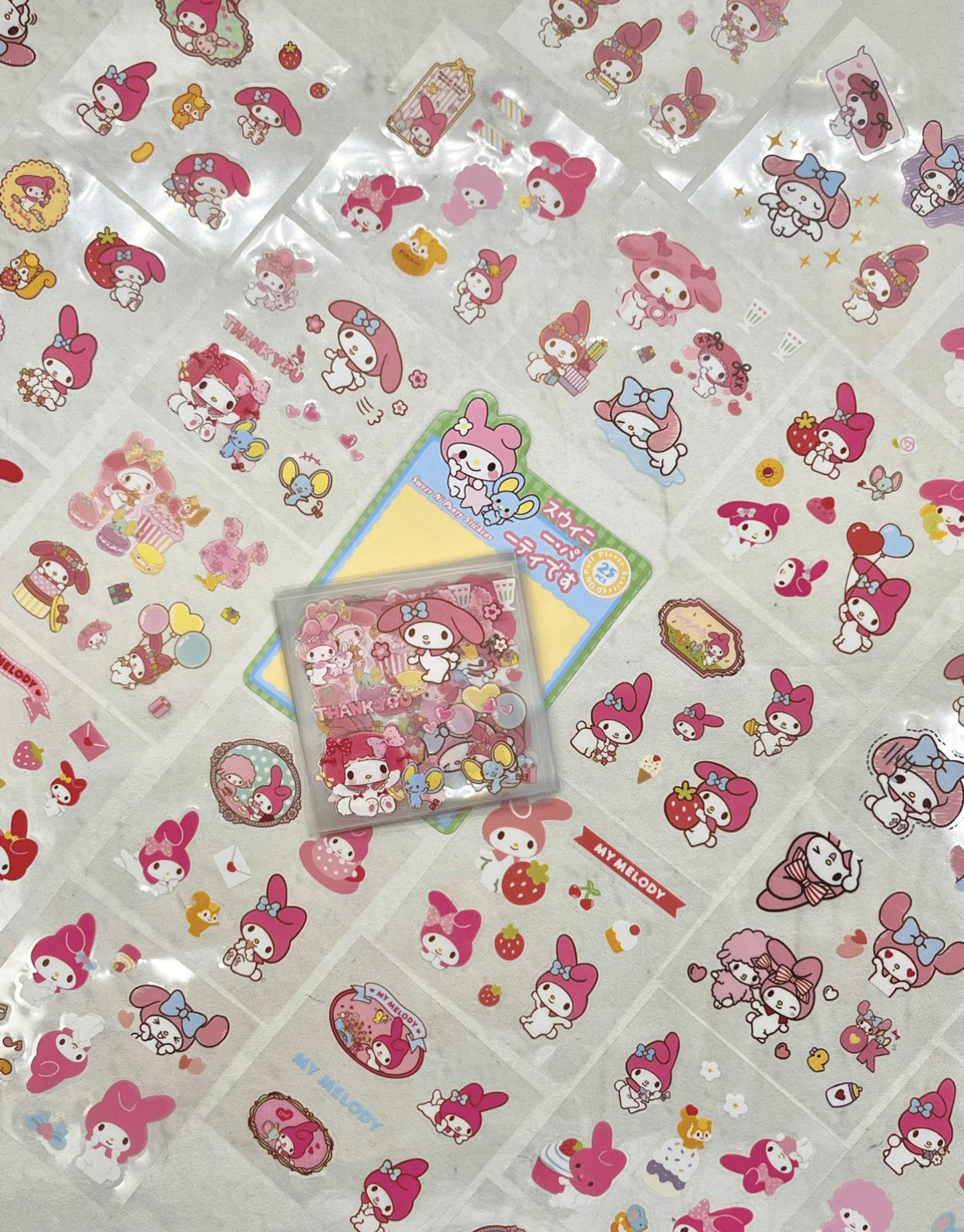 Sanrio Karakter My Melody 25 Yaprak 203 Adet Pet Sticker Set Yeşil Paket/Su Geçirmez/Etiket/Çıkartma