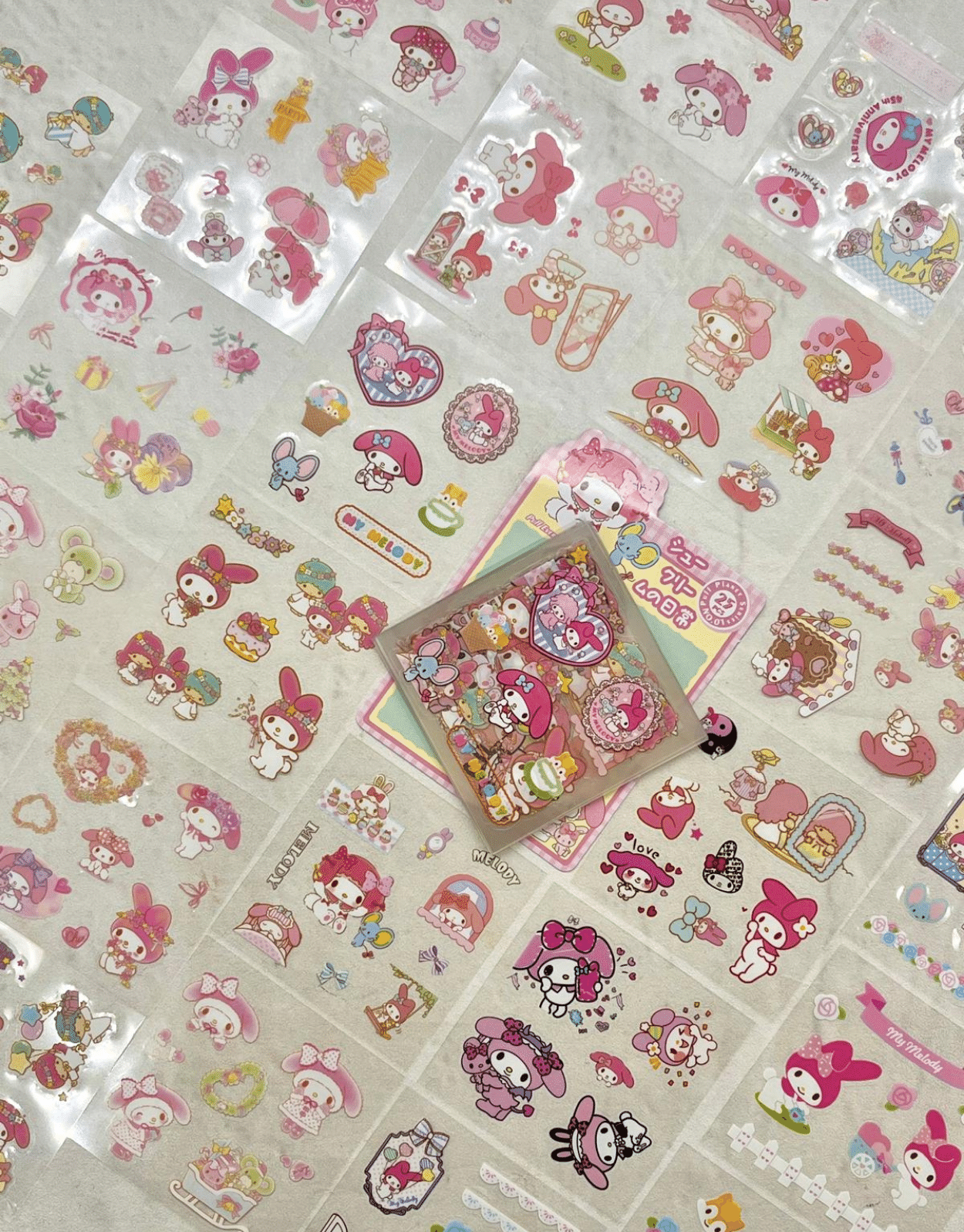 Sanrio Karakter My Melody 25 Yaprak 200 Adet Pet Sticker Set Pembe Paket/Su Geçirmez/Etiket/Çıkartma