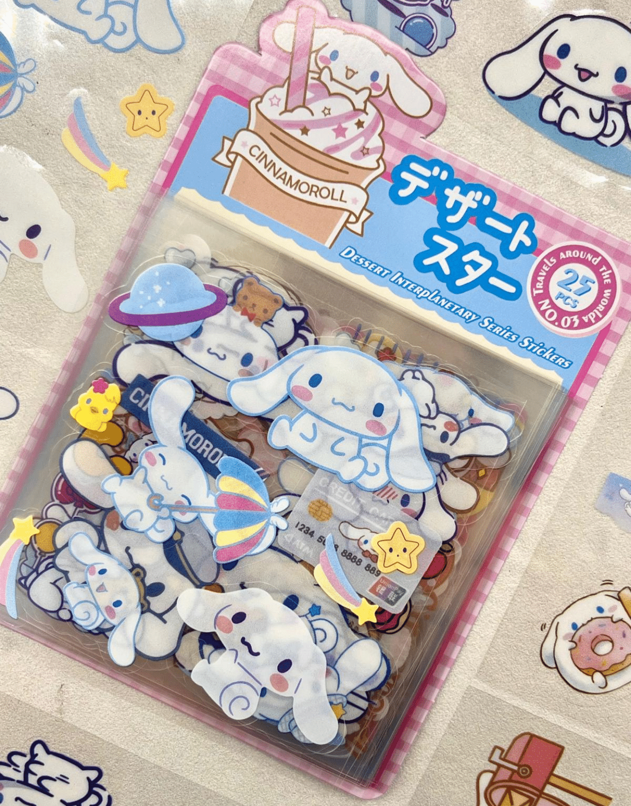Sanrio Karakteri Cinnamoroll 25 Yaprak 190 Adet Pet Sticker Set Pembe Paket /Su Geçirmez/Etiket/Çıkartma