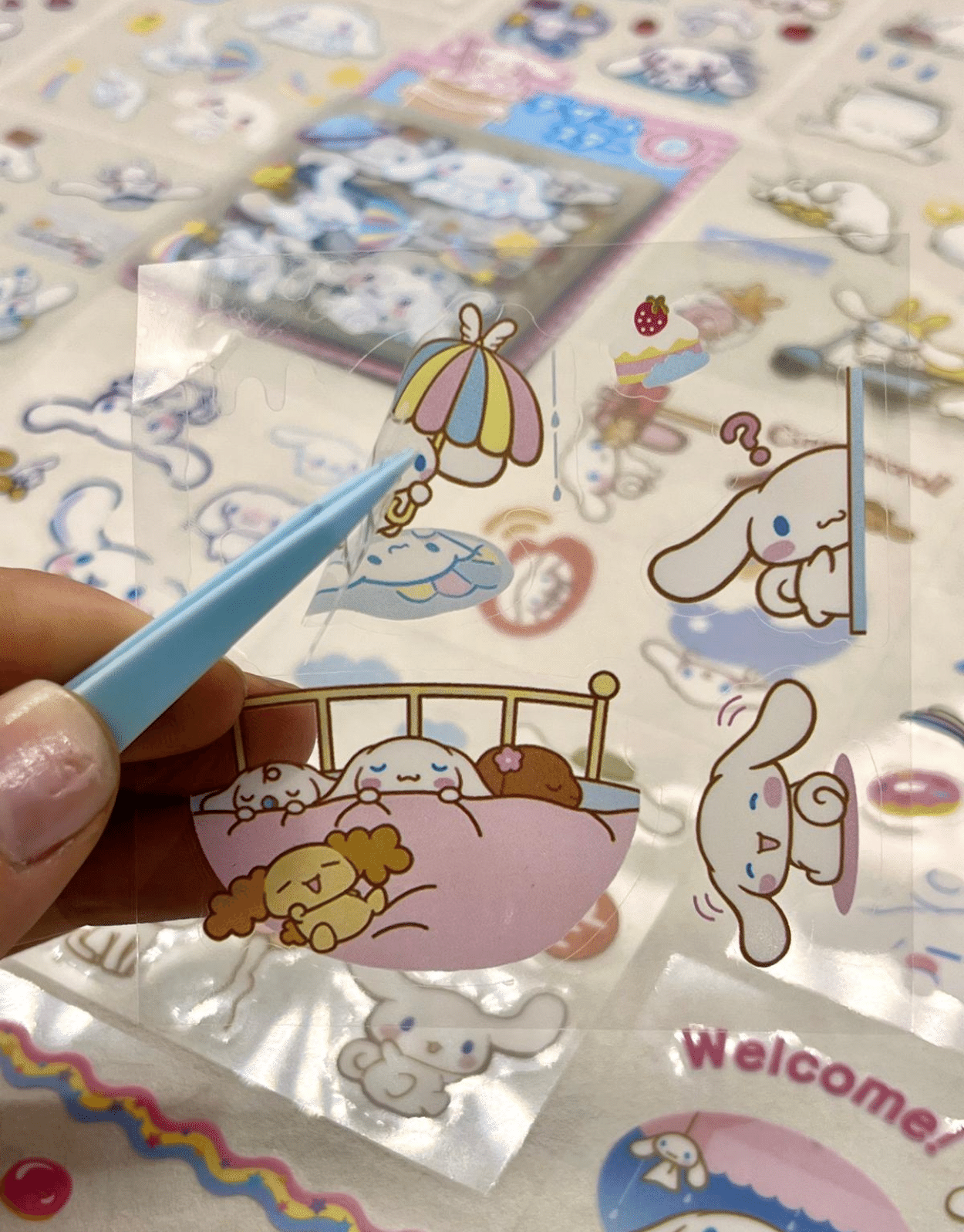 Sanrio Karakteri Cinnamoroll 25 Yaprak 190 Adet Pet Sticker Set Pembe Paket /Su Geçirmez/Etiket/Çıkartma