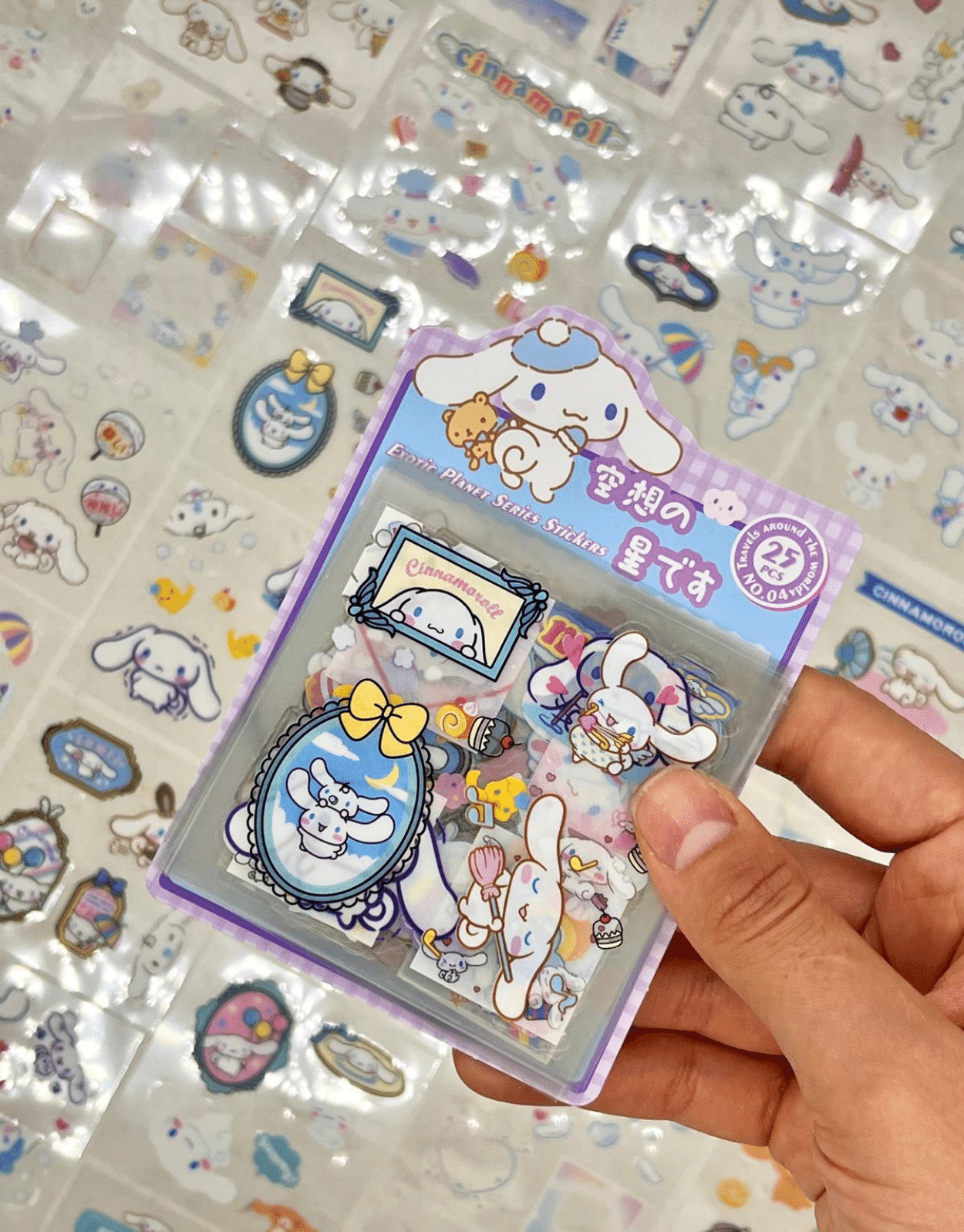 Sanrio Karakteri Cinnamoroll 25 Yaprak 192 Adet Pet Sticker Mor Paket /Su Geçirmez / Etiket/Çıkartma/Bullet Journal