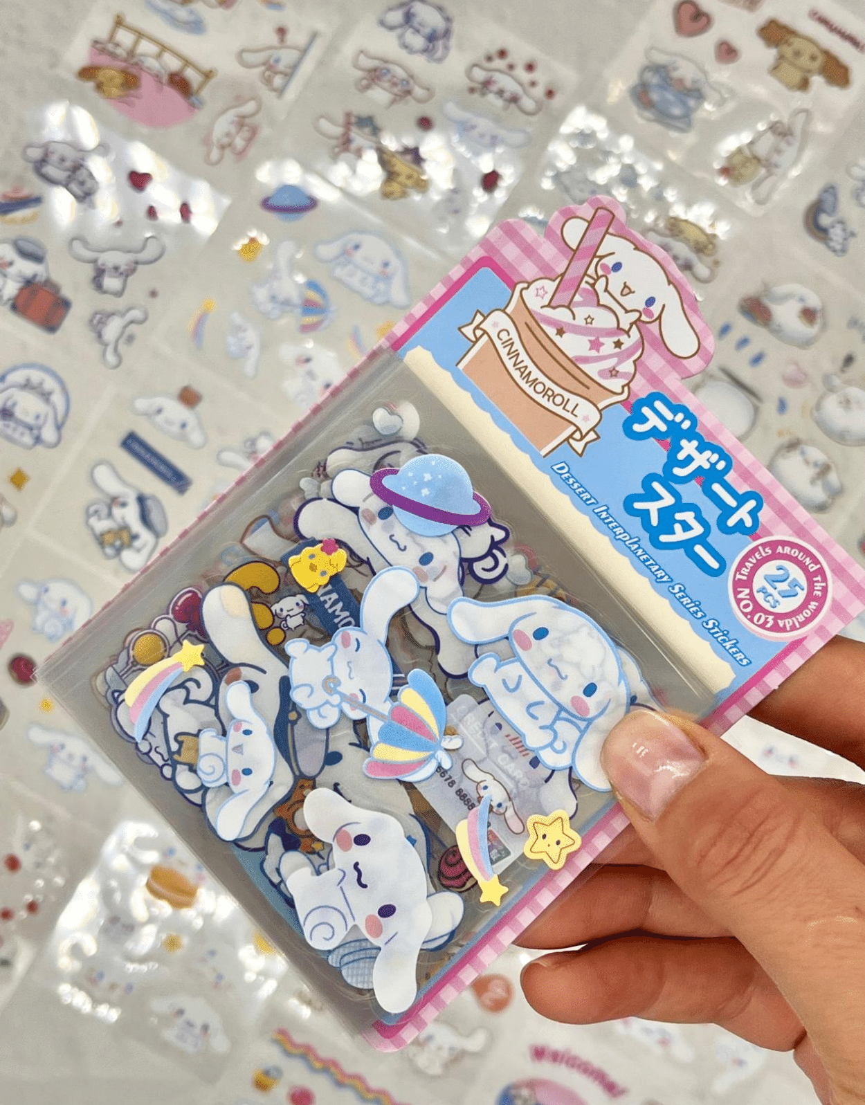 Sanrio Karakteri Cinnamoroll 25 Yaprak 190 Adet Pet Sticker Set Pembe Paket /Su Geçirmez/Etiket/Çıkartma