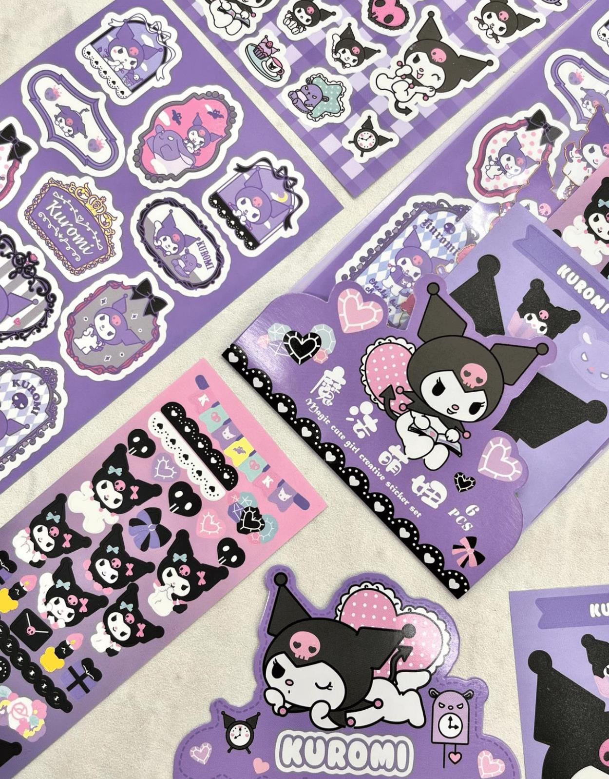 Sanrio Kuromi Karakteri 6  Yaprak Stıcker / Bullet Journal /  Çıkartma