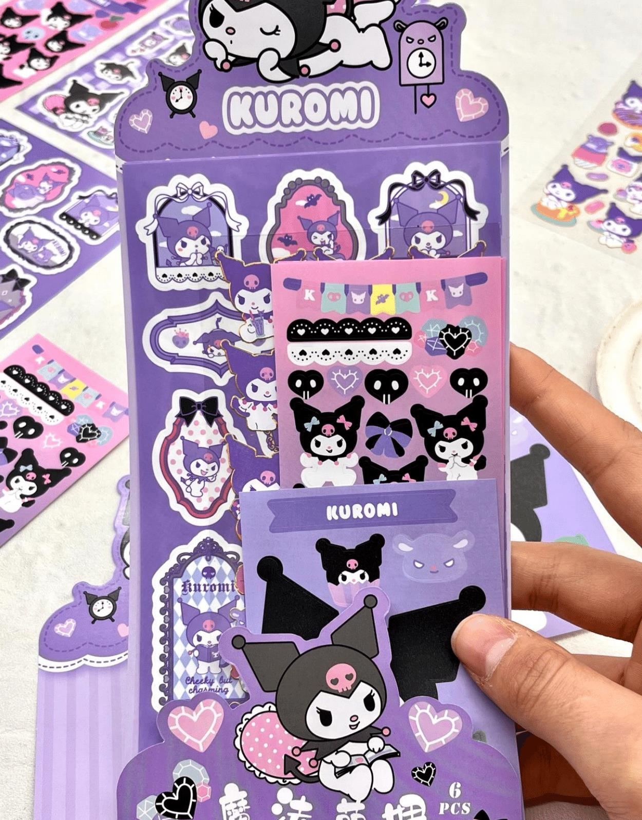 Sanrio Kuromi Karakteri 6  Yaprak Stıcker / Bullet Journal /  Çıkartma
