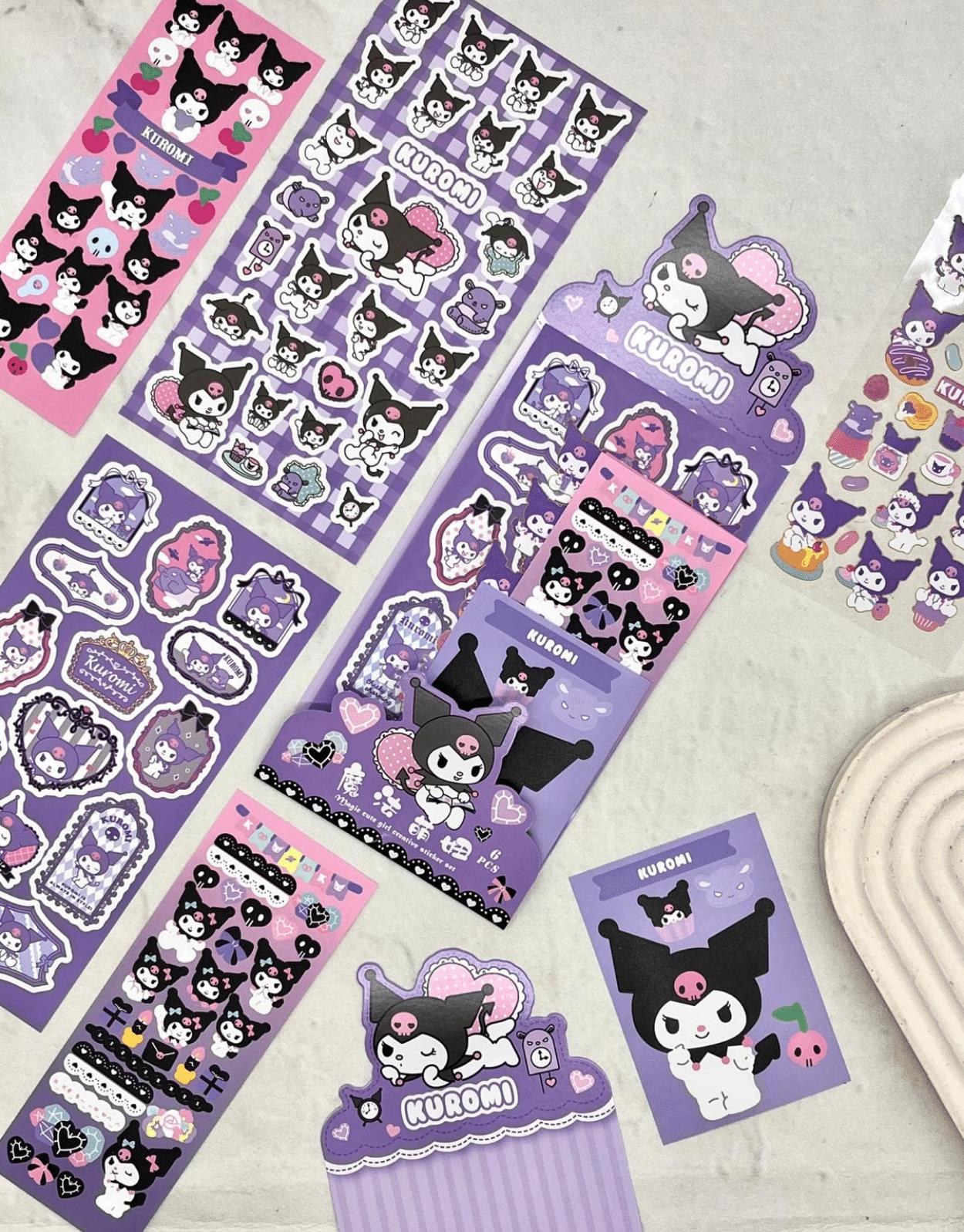 Sanrio Kuromi Karakteri 6  Yaprak Stıcker / Bullet Journal /  Çıkartma